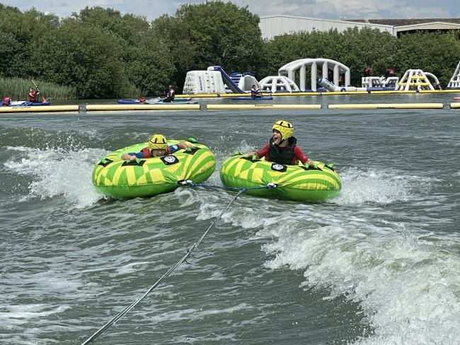 Inflatable doughnut ride at Action Watersports